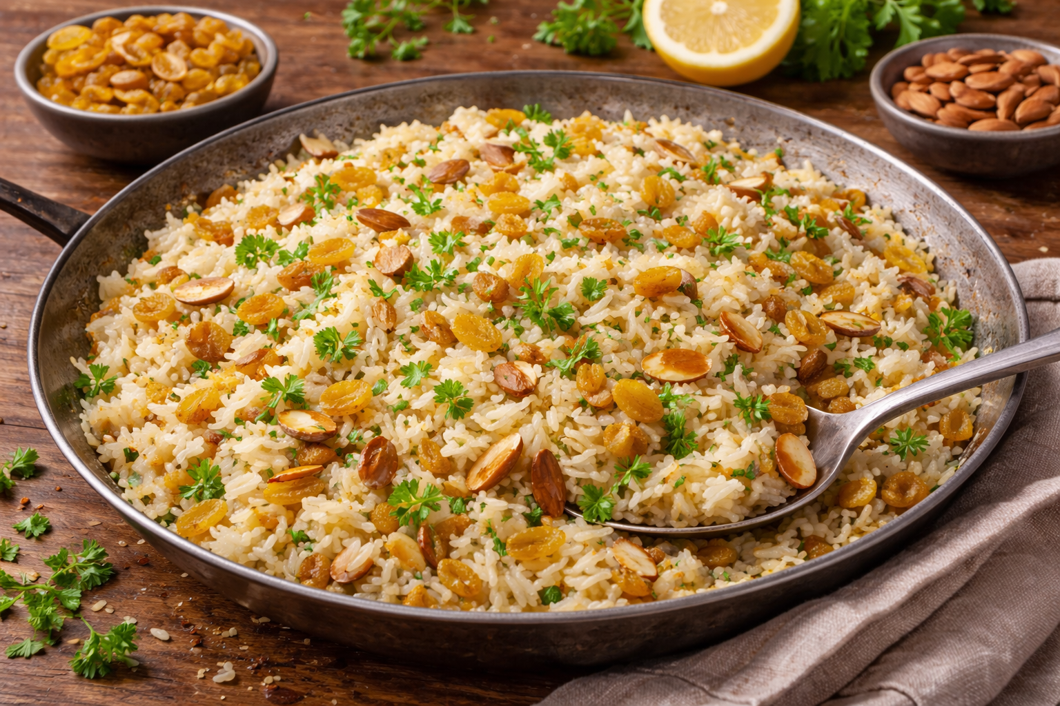 Arroz “Gourmet” con Pasas Rubias y Almendras (tipo pilaf)