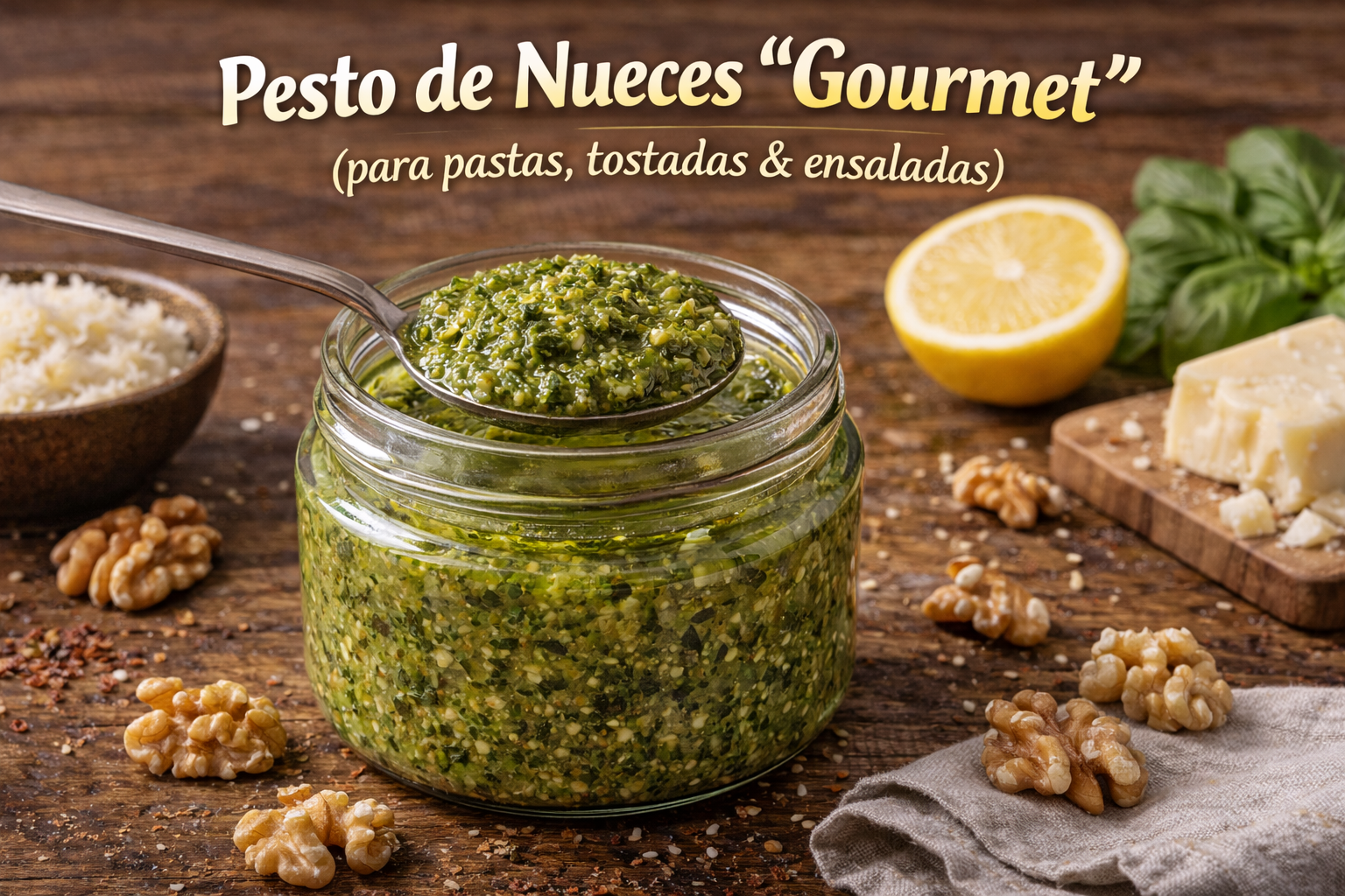 Pesto de Nueces “Gourmet” (para pastas, tostadas y ensaladas)