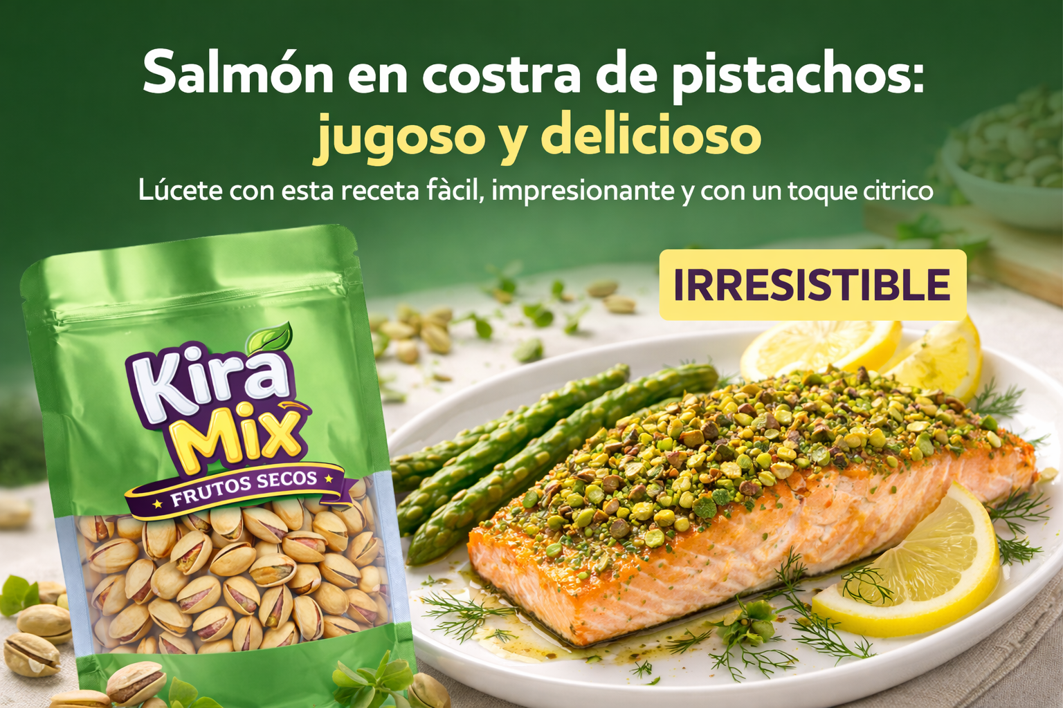 Salmón en costra de pistachos (al horno)