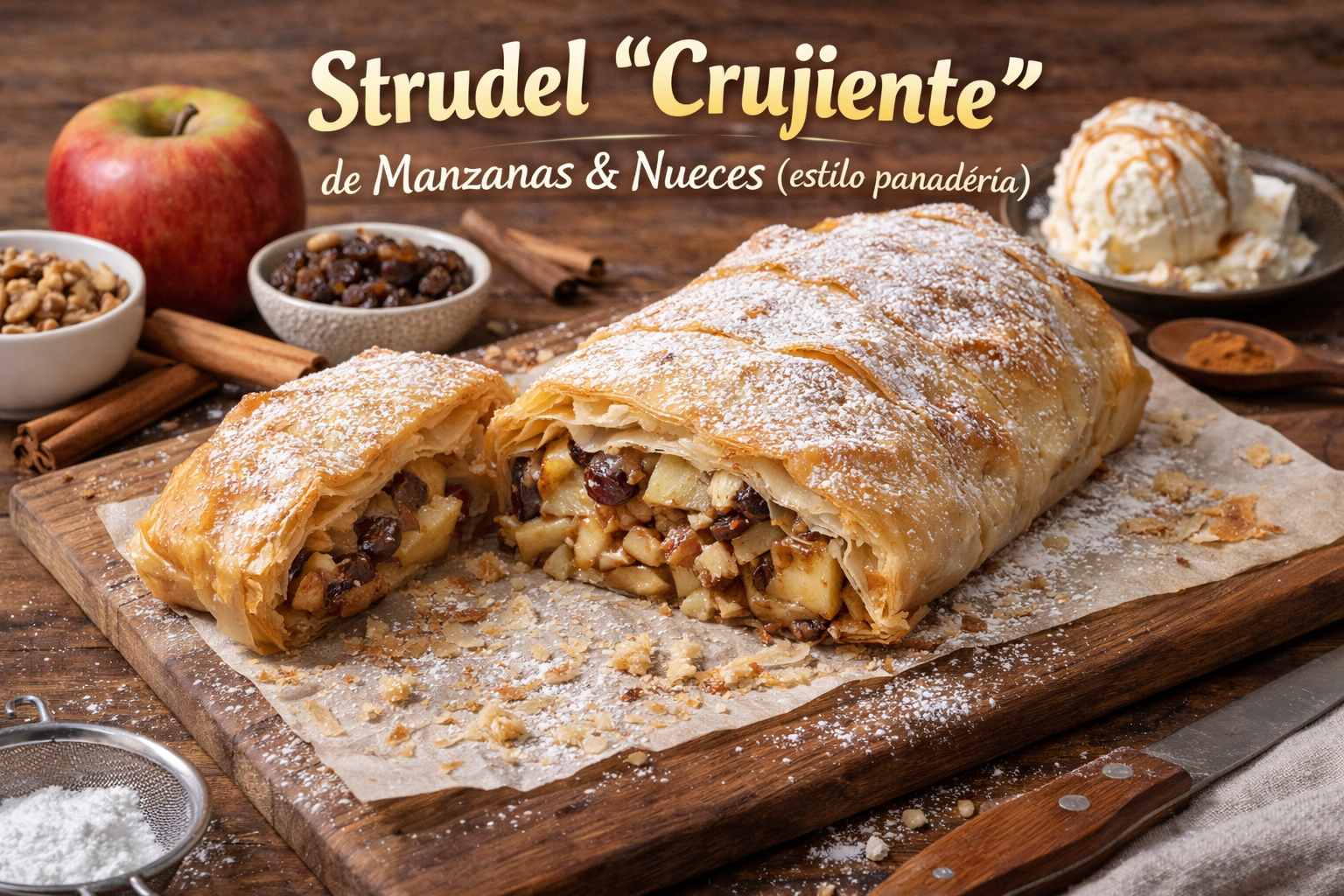 Strudel “Crujiente” de Manzanas y Nueces
